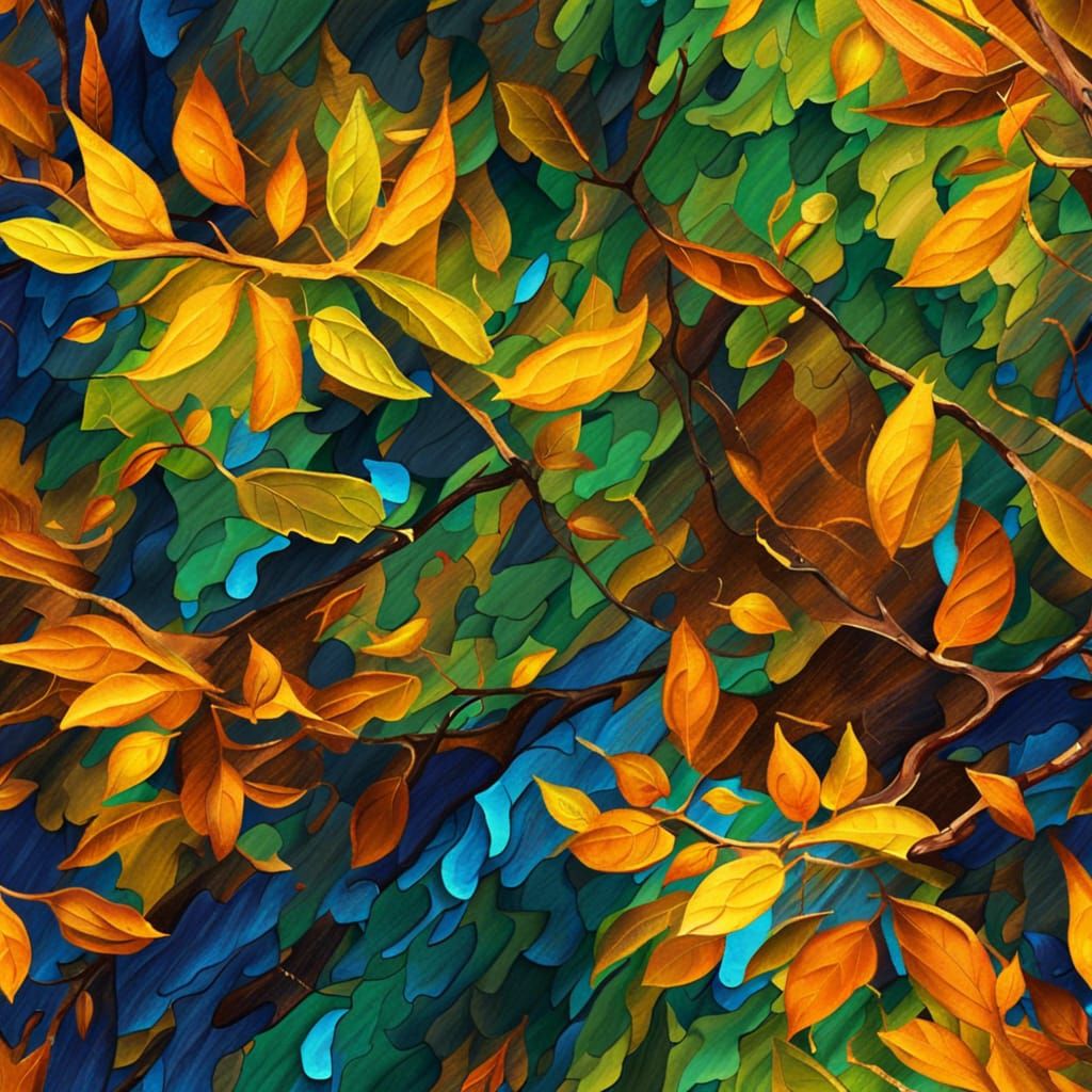Expressionist Autumn Leaves in Bold Textures