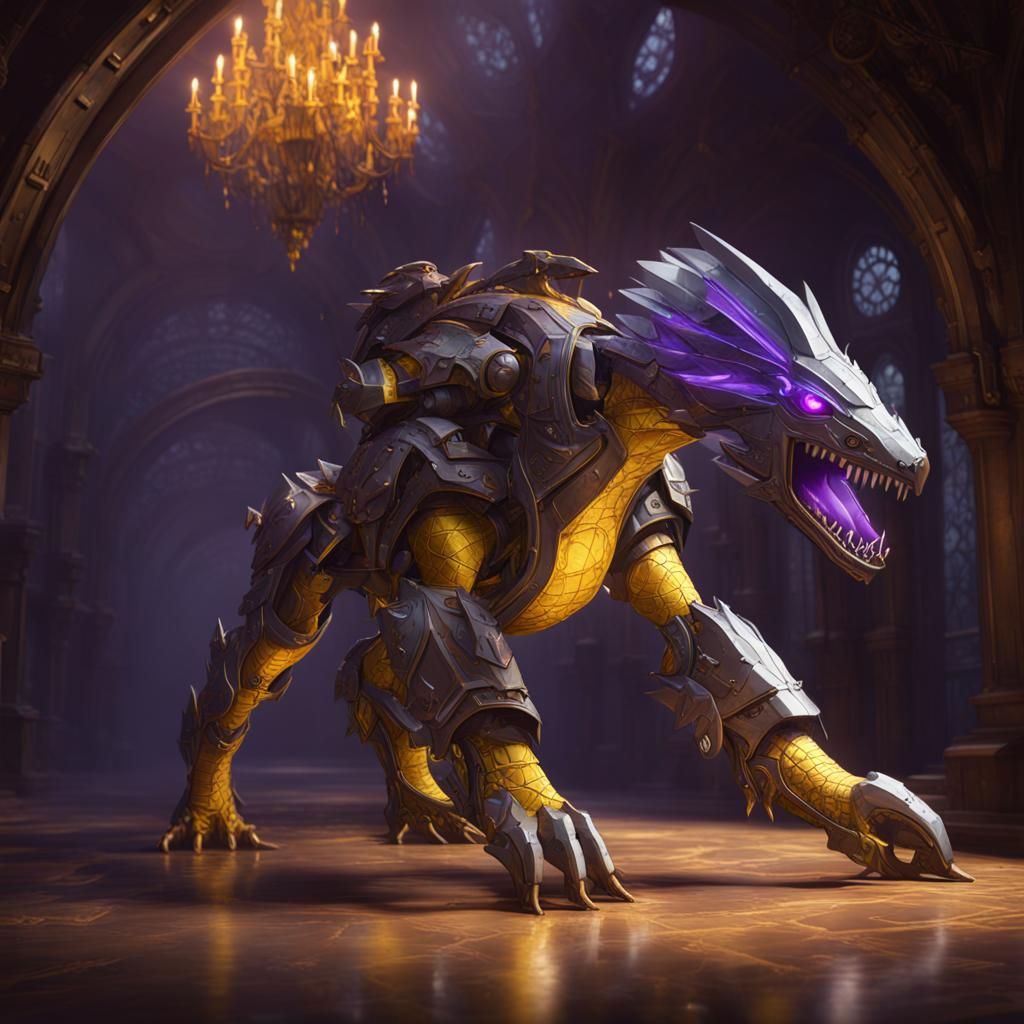 Steel Defender Drake in Dark Fantasy Style