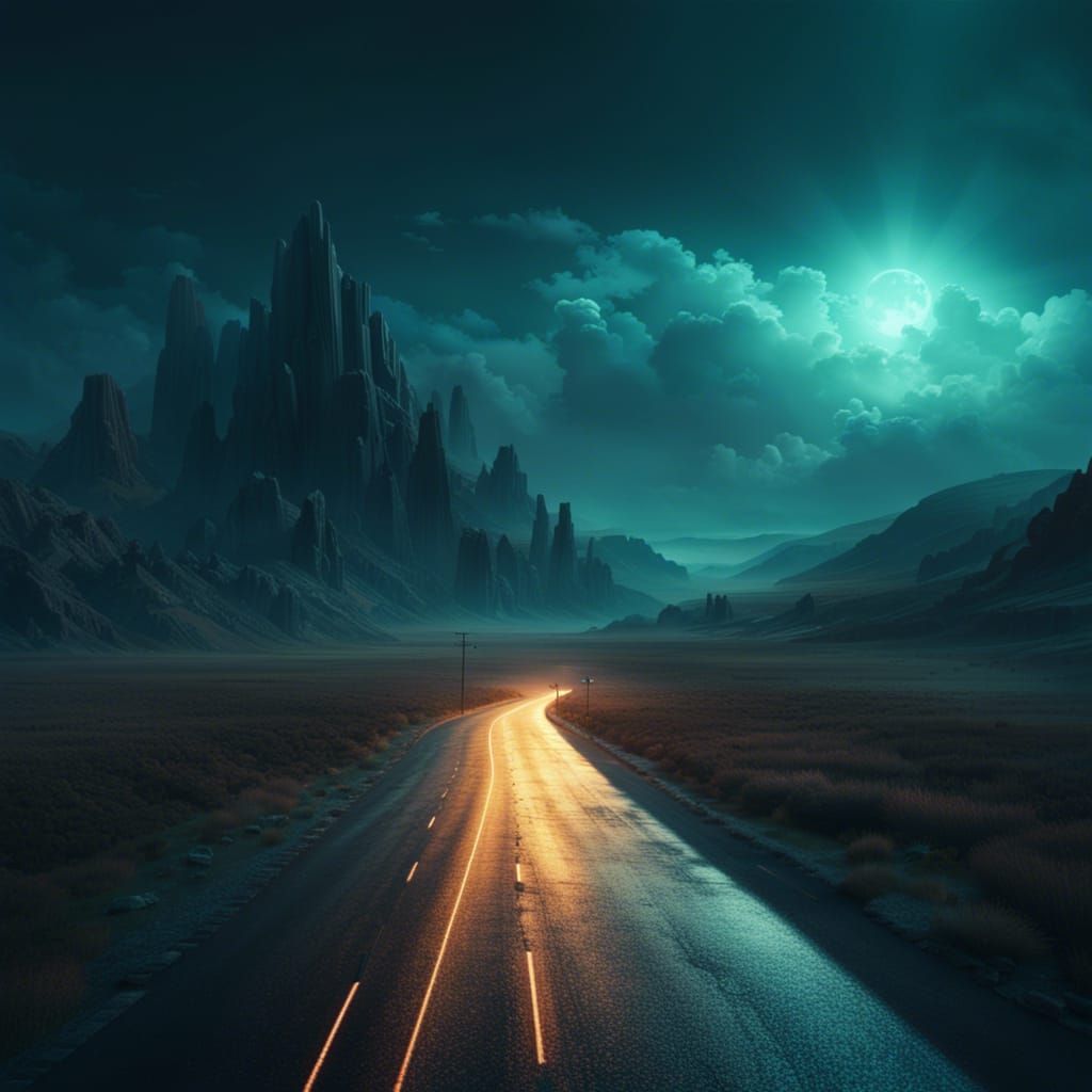 Luminescent Road: Epic Digital Matte Painting