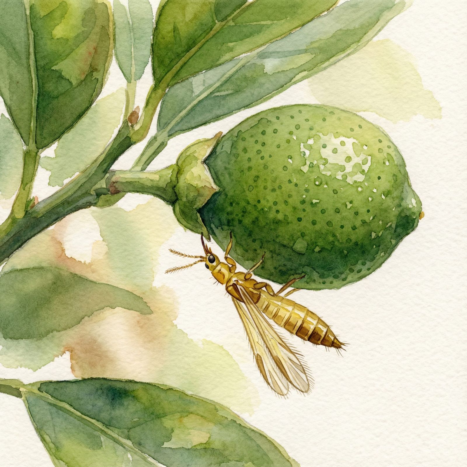 Close-Up of Citrus Thrips on Immature Fruit