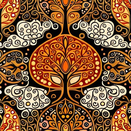 Botanical Tree of Life: Art Nouveau Digital Art
