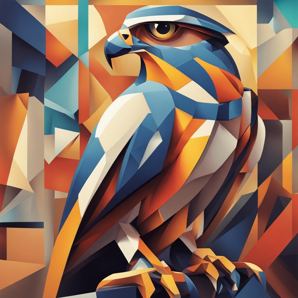 Geometric Falcon in Cubist Art Deco Style
