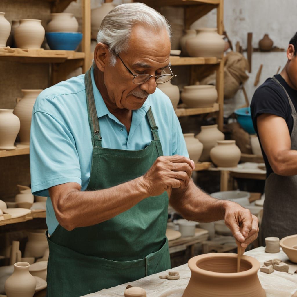 Senior Learns Pottery Hand-Modeling in Art Class