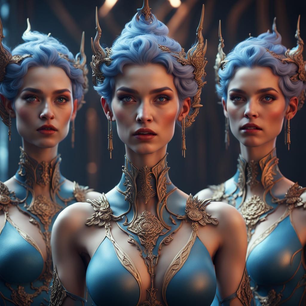 Beautiful Female Clones in Detailed Matte Painting