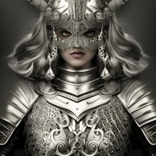 Fierce Knight in Ornate Armor: 80s Portrait