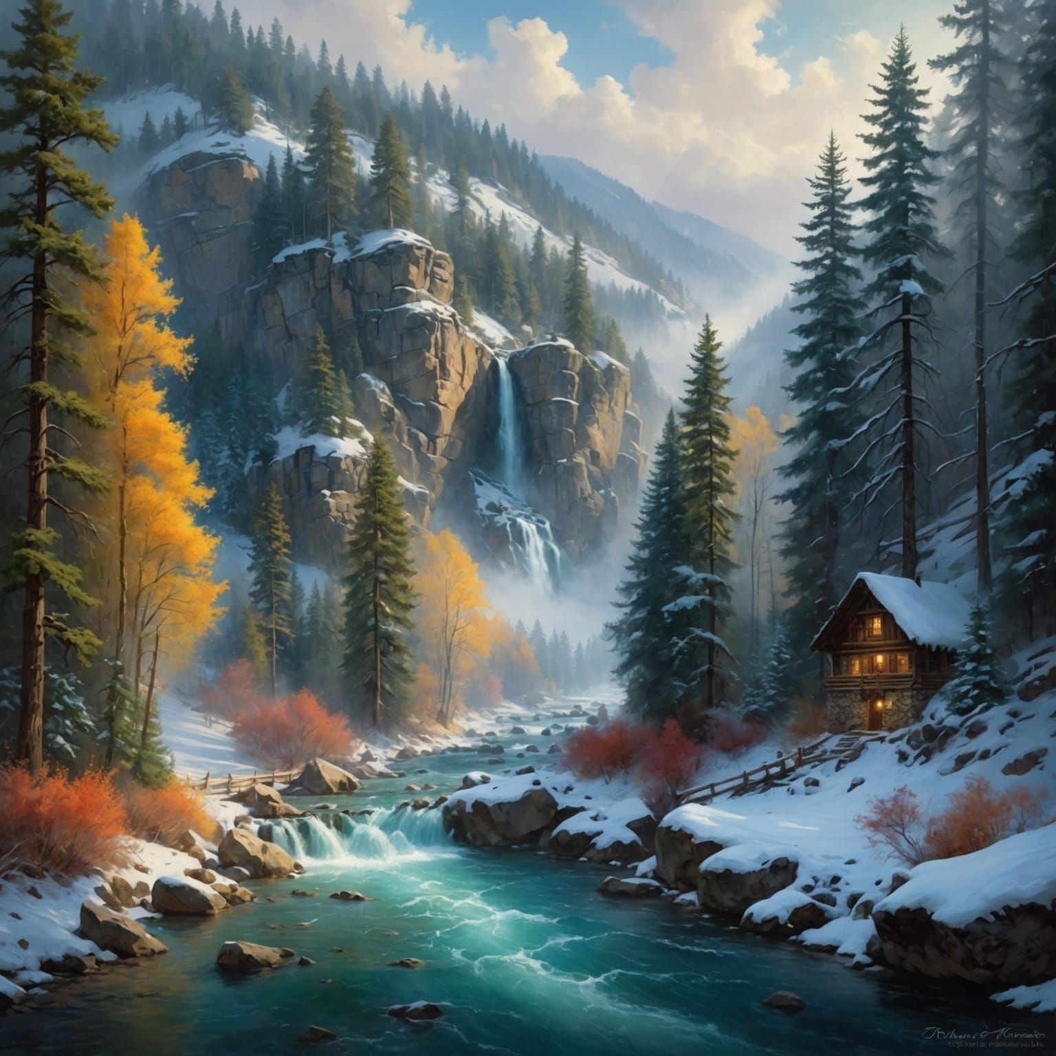 Snowy Spearfish Canyon in Ethereal Fantasy Style