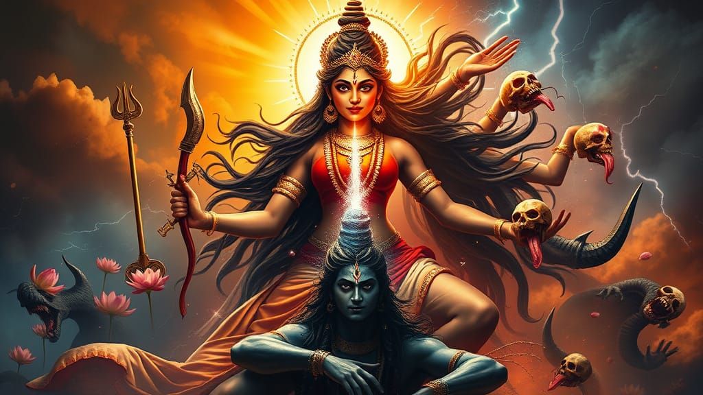 Goddess Parvati Transforms into Kaali in Celestial Shift