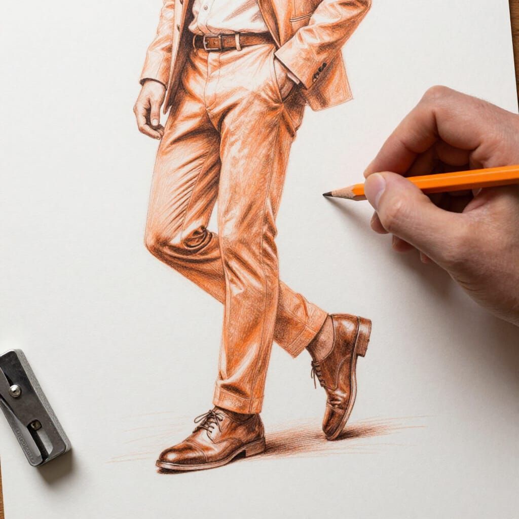 Man Dancing in Orange Graphite Sketch Style