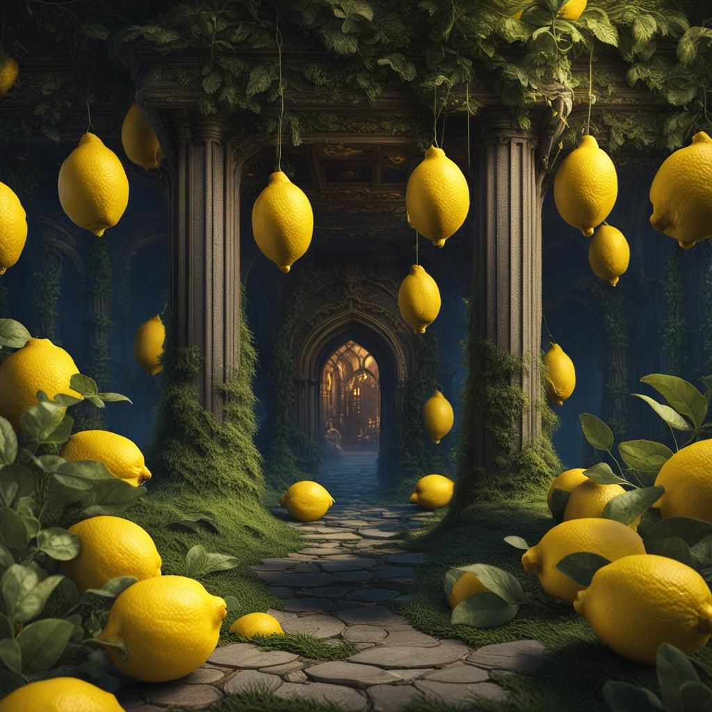 Fantastical Lemon in Detailed Matte Painting
