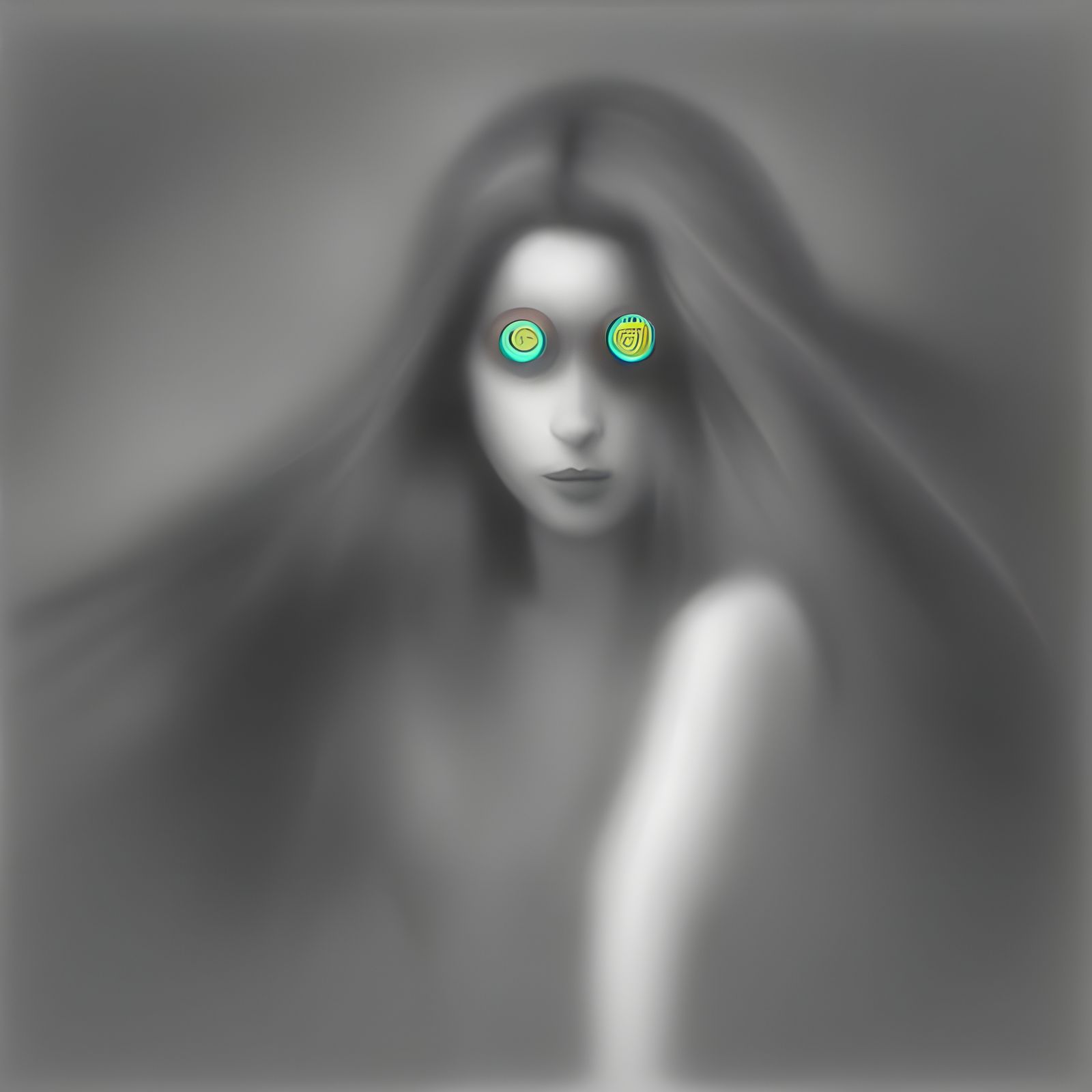 Gothic Woman Portrait with Glowing Eyes