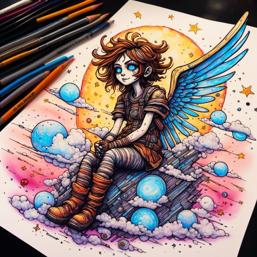 Glass Angel Filled with Stars in Borderlands Style