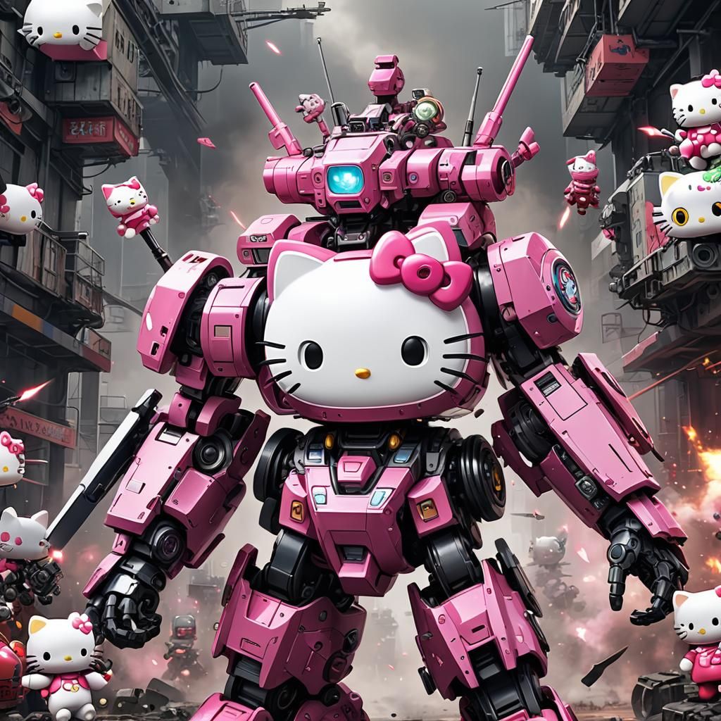 Hello Kitty Battle Mech in Dramatic Pose