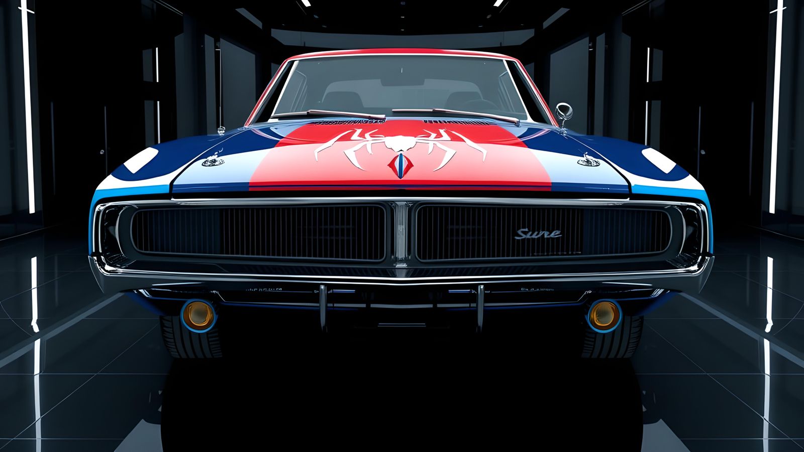 Spider-Man Dodge Charger '69 in Pop Art Style
