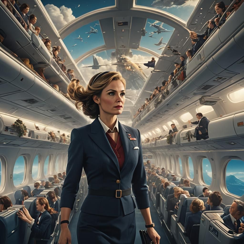 Dramatic Flight Attendant Digital Matte Painting