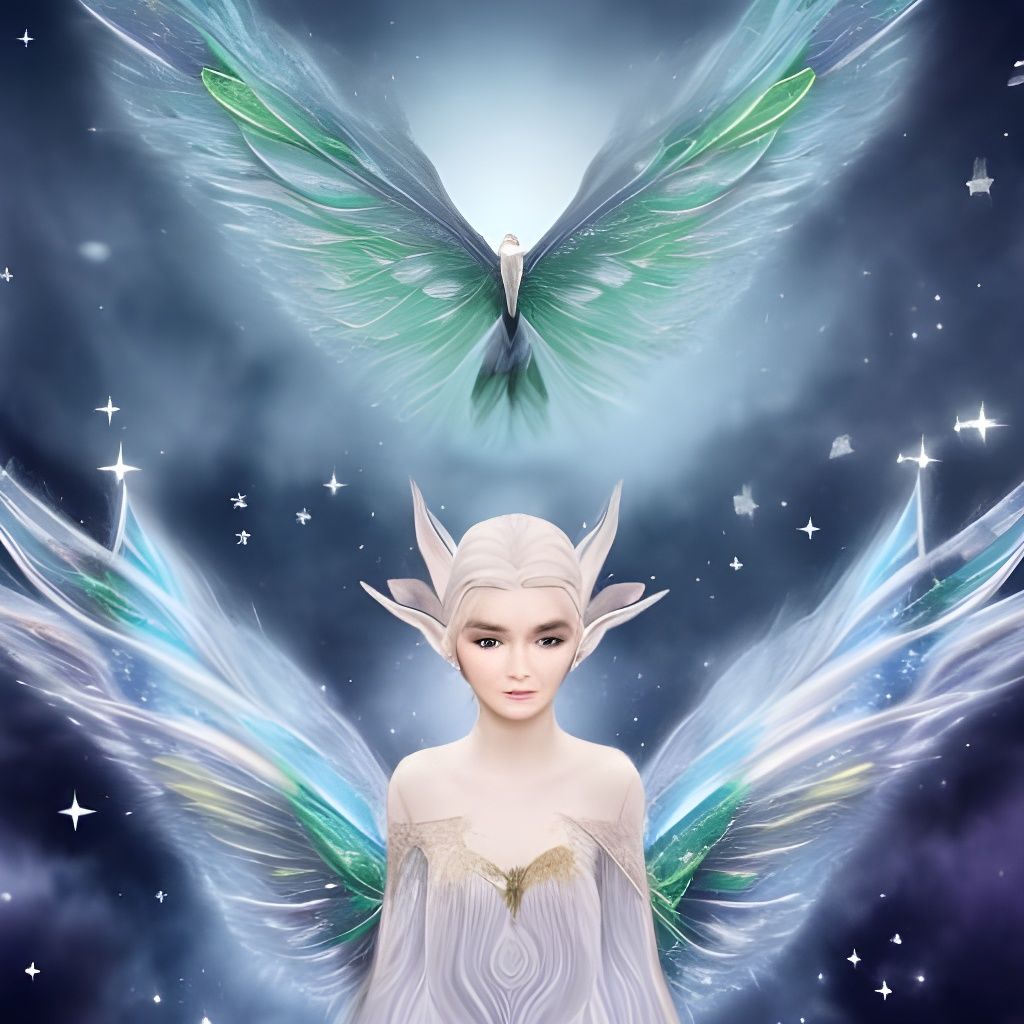 Mythical Elf with Glowing Wings in 3D