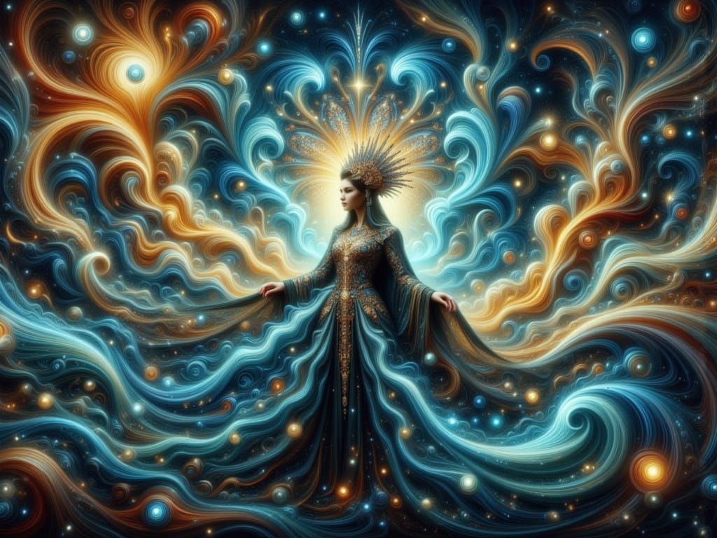 Ethereal Goddess in Impasto Style, Blending Reality and Fant...