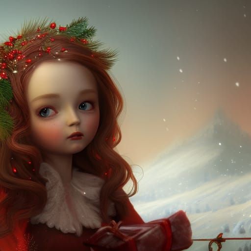 Fantastical Christmas Doll: Detailed Matte Painting