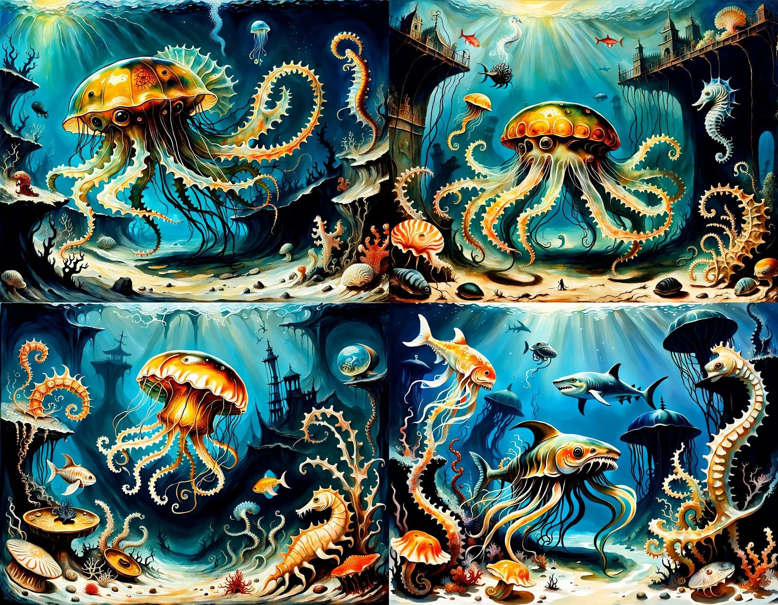 Surreal Horror Scene in Romantic Painting Style