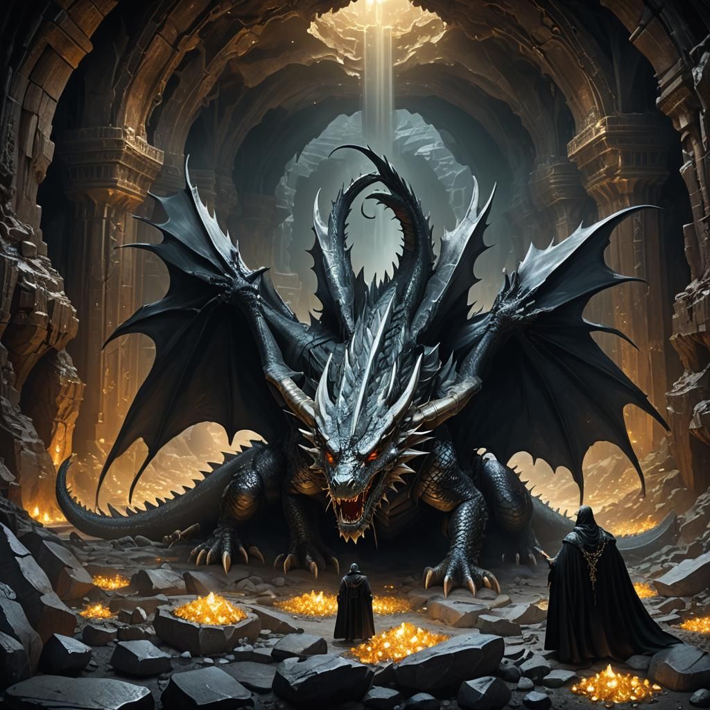 Sleeping Dragon in Cave of Jewels: Digital Matte Painting