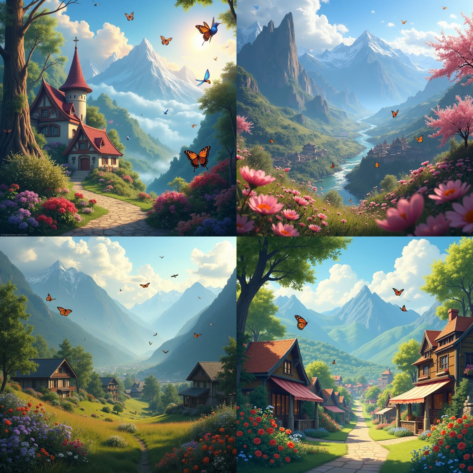 FFXIV Landscape with Butterflies: Fantasy Concept Art