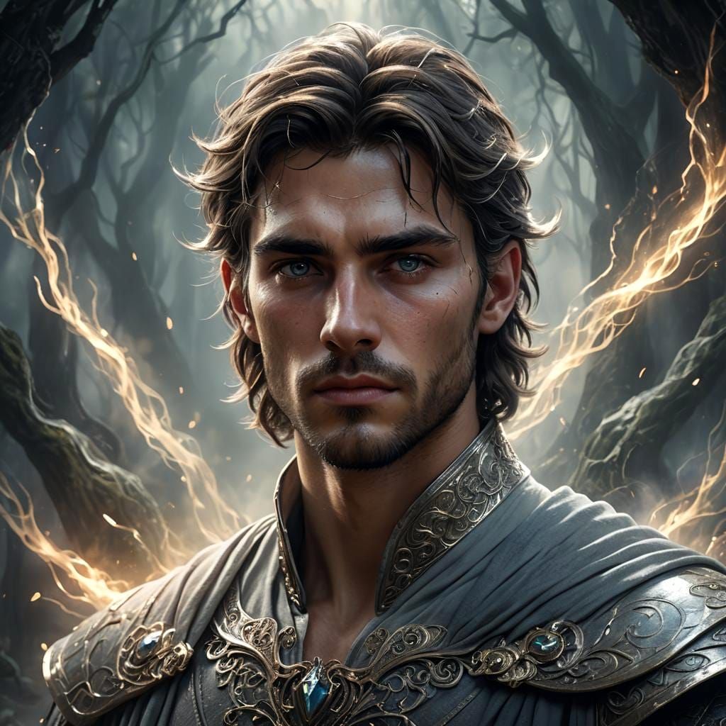 Ethereal Man in Mystical Realm: Fantasy Concept Art