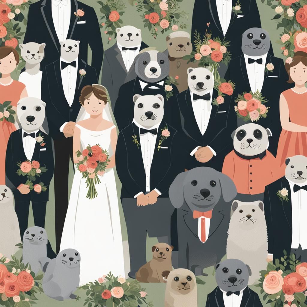 Seal Wedding Party: An AI-Generated Celebration