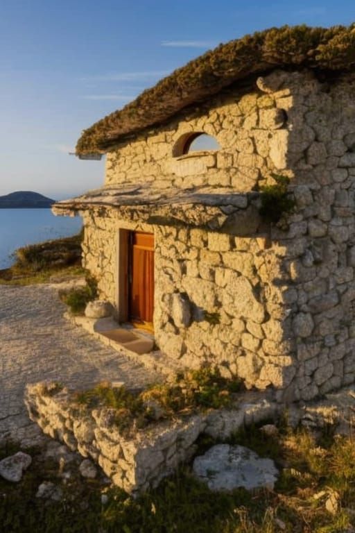 Stone Mushroom House on Dalmatia Beach