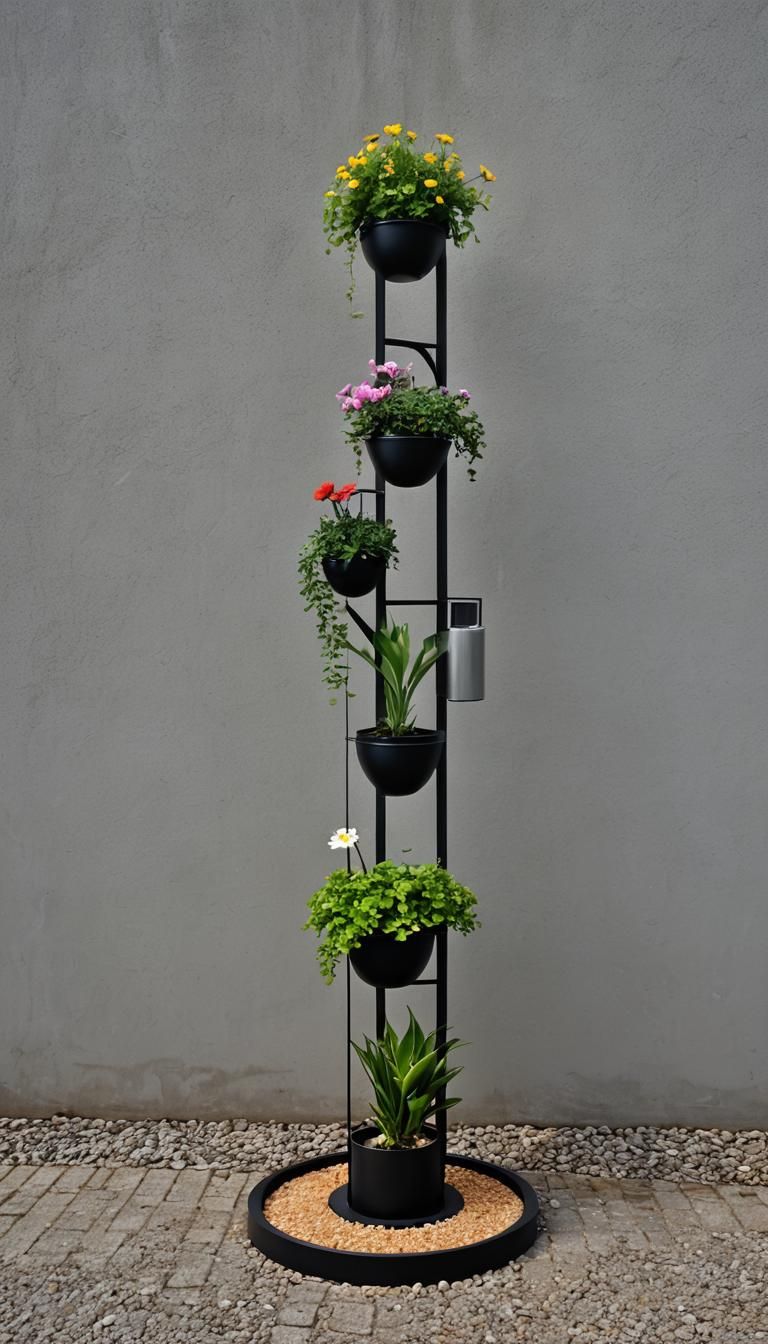 Minimalist Steel Garden Structure in Industrial Style