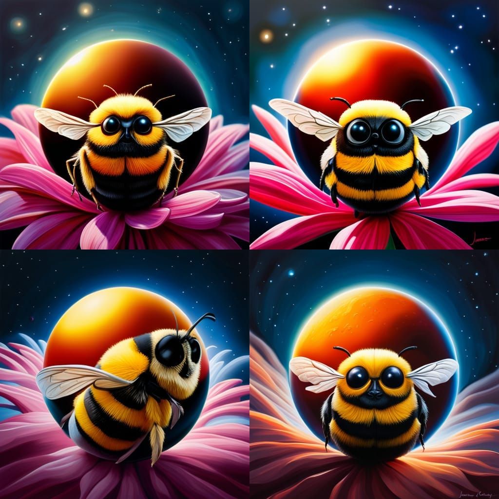 Bumblebee in Globe: Hyperrealistic Oil Painting