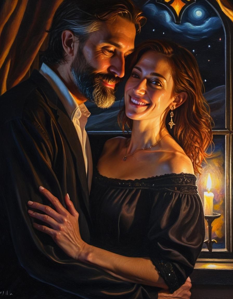 Romantic Renaissance Embrace by Candlelight