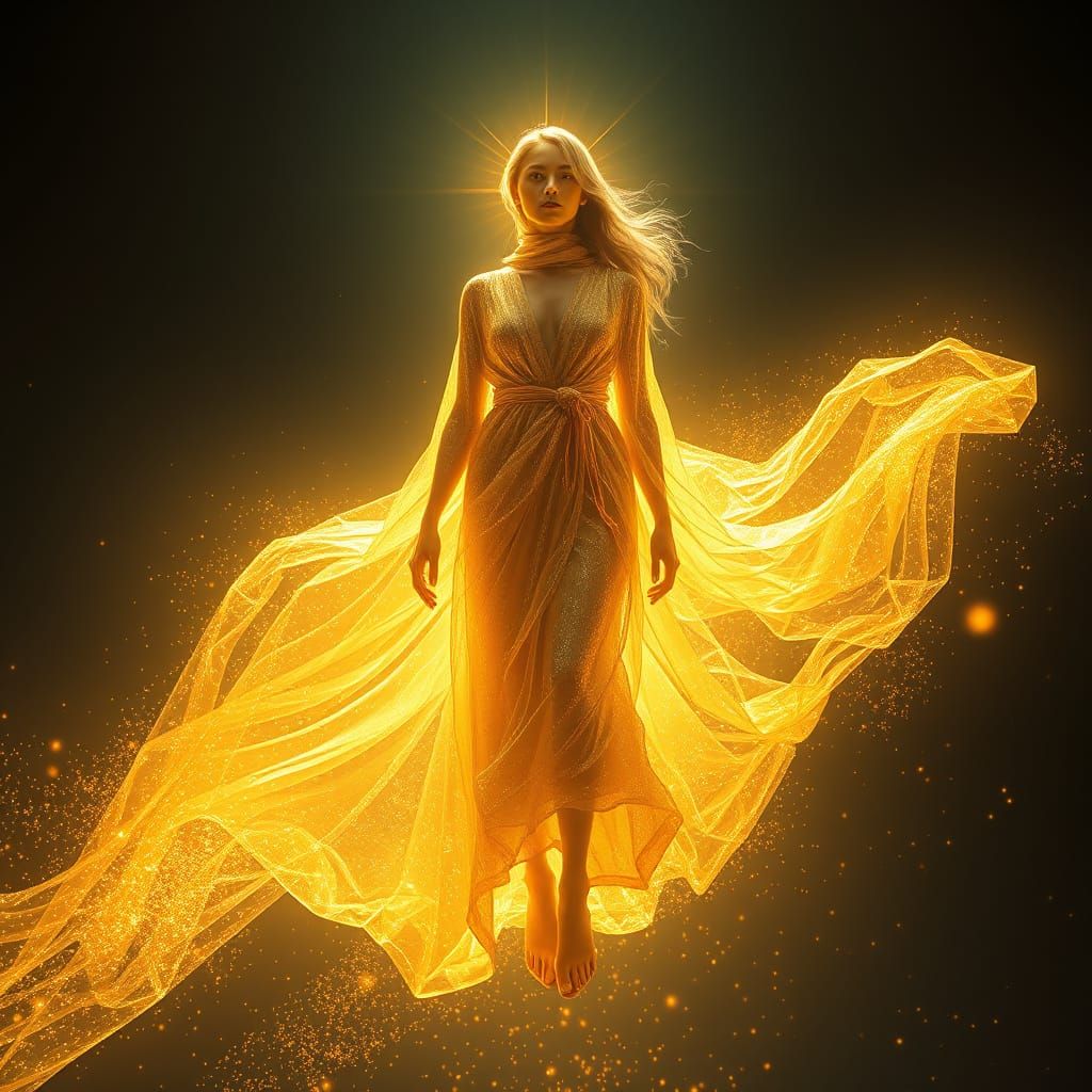 Ethereal Goddess of Light Embodies the Essence of Photons