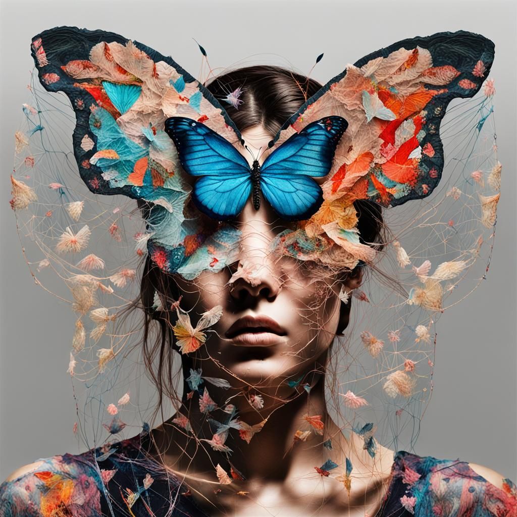 Butterfly Emergence in Surreal Textile Art