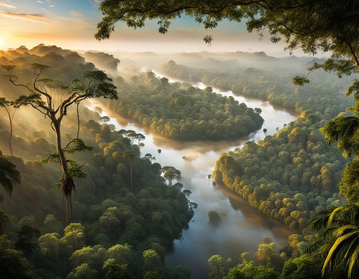 Amazon Rainforest at Dawn: A Landscape Photograph