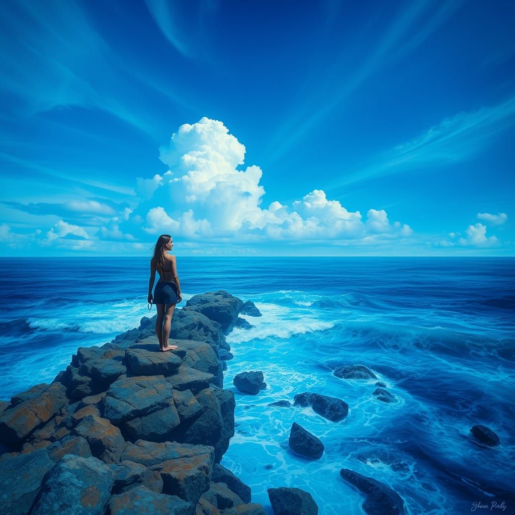 Surreal Ocean Dreamscape with Bold Colors