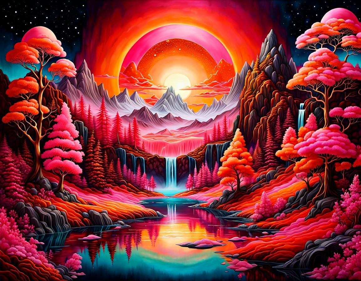 Pink Planet Landscape in Chromatic Surrealism