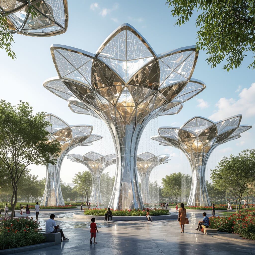 Futuristic African Cityscape with Organic Canopy