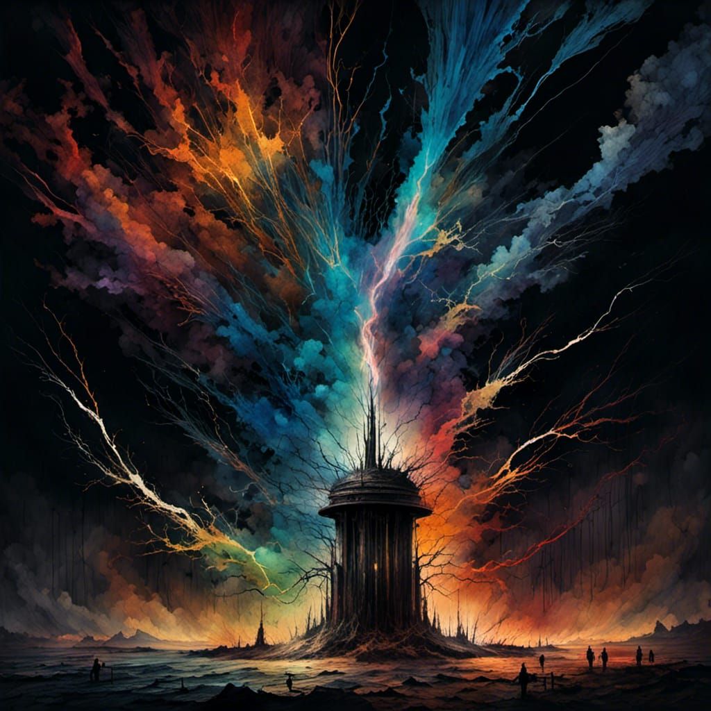 Psychedelic Tesla Coil in Space: Digital Matte Painting