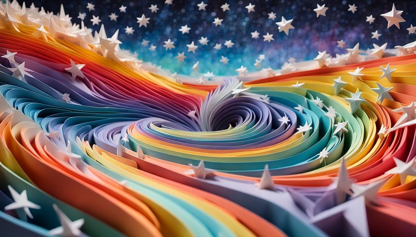Iridescent Stars in Cosmic Rainbow Papercraft