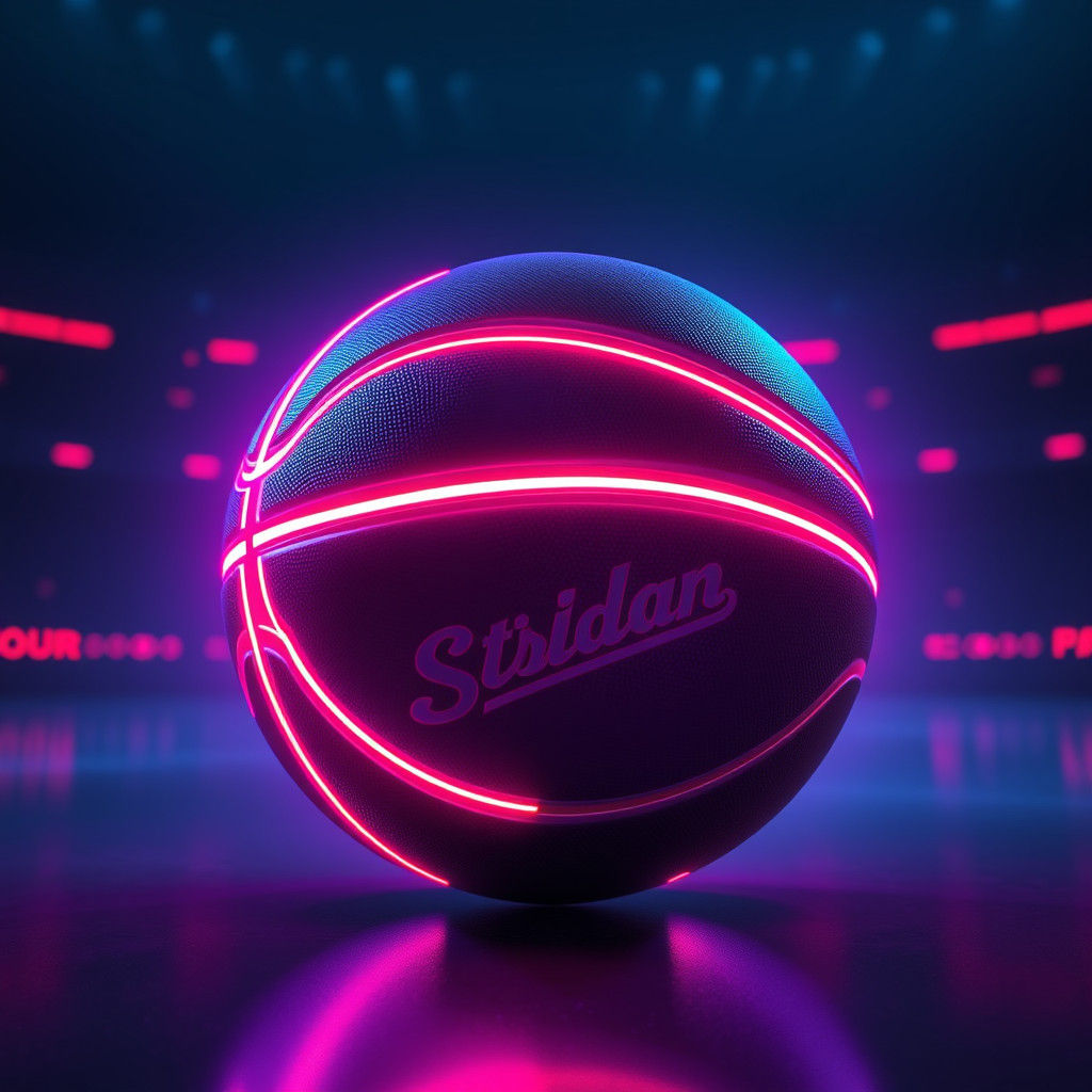 Futuristic Neon Basketball in High-Tech Arena