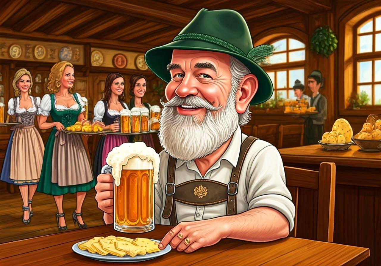 A Cheerful Bavarian Gentleman in Traditional Lederhosen