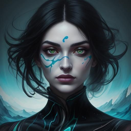 Captivating Portrait in Mixed Media Style