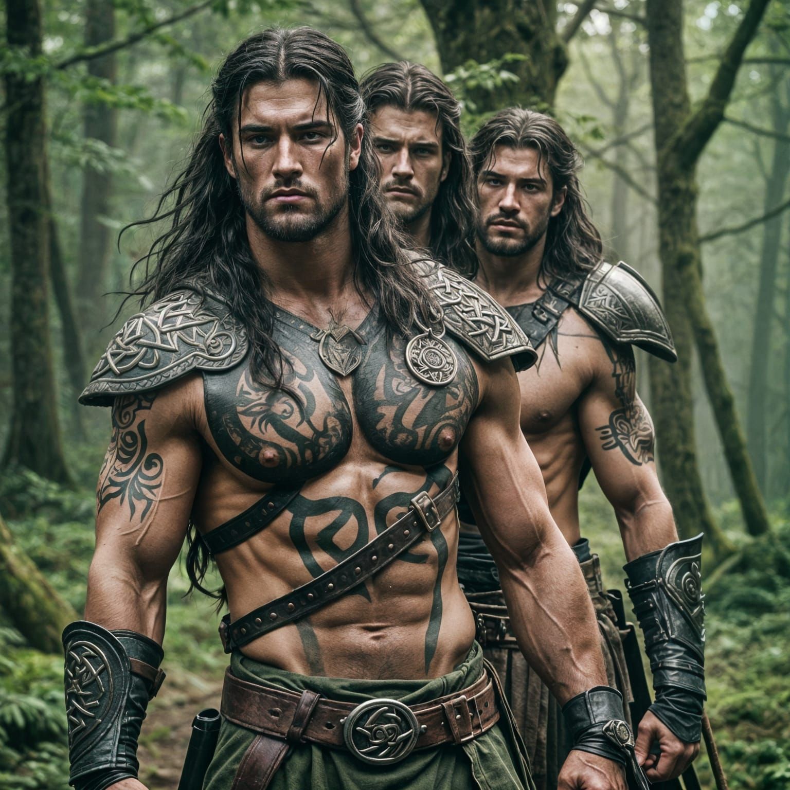 Celtic Druid Heals Wounded Warrior: Cinematic Scene