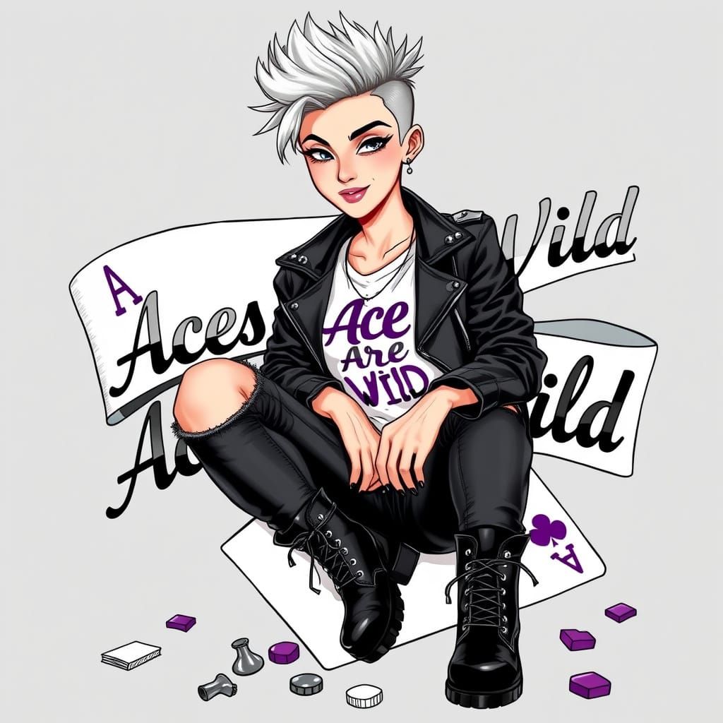 Bold Asexual Rebel in Silver, Black, and Purple
