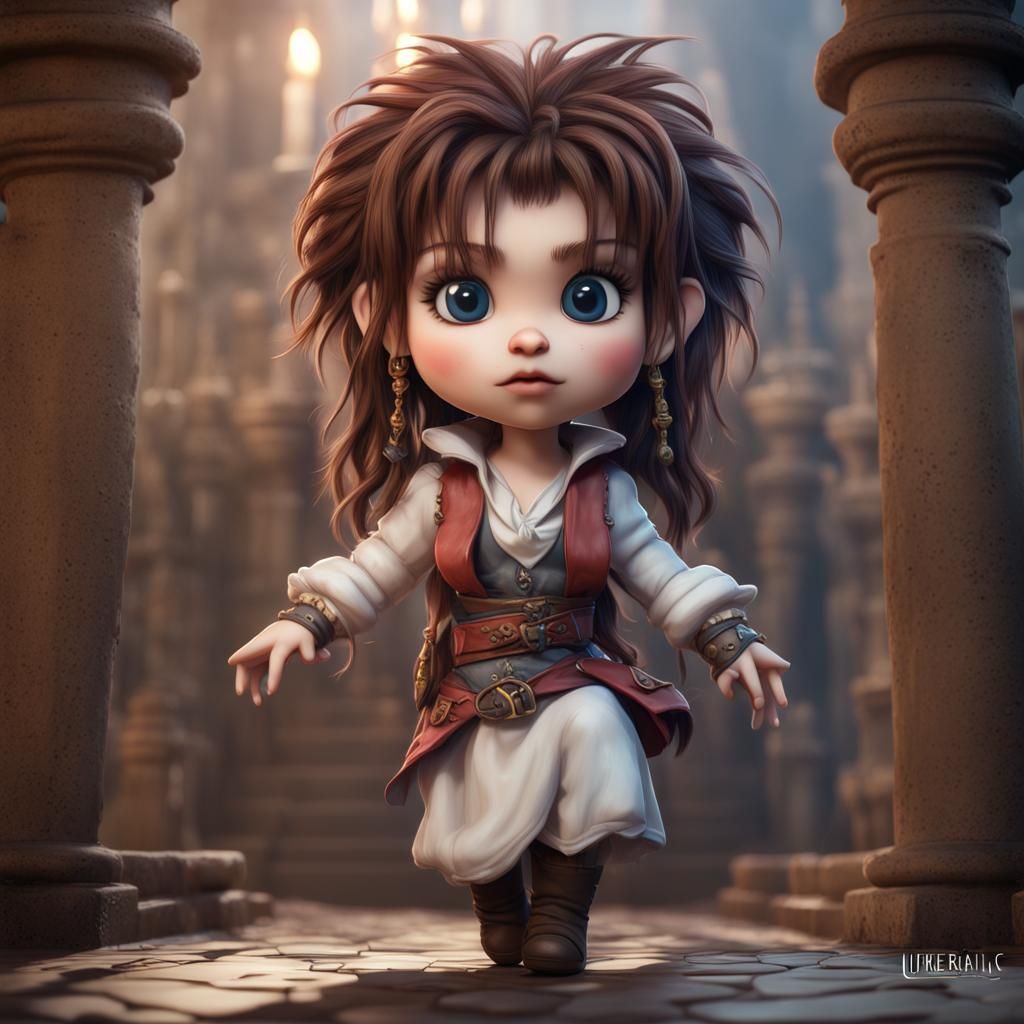 Hyperrealistic Chibi Sarah from Labyrinth: Full Body