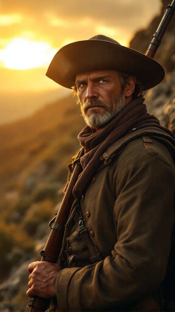 Heroic Rifleman in Spanish Landscape