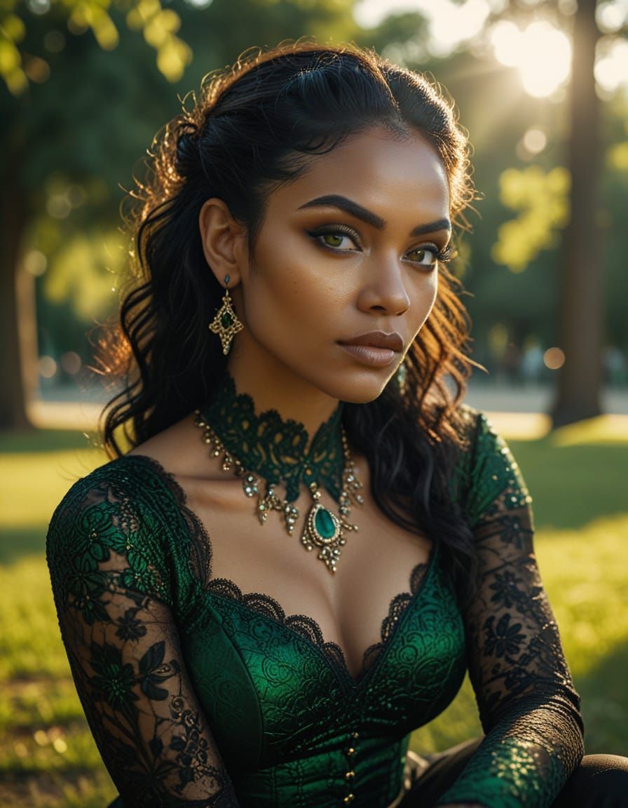 Elegant Dominican Woman in Gothic Portrait