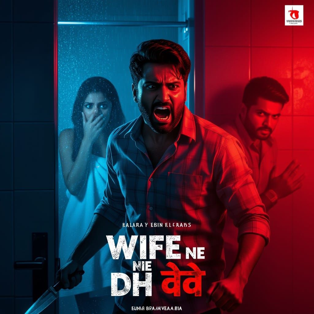 Indian Crime Thriller Poster: Betrayal in Blue and Red