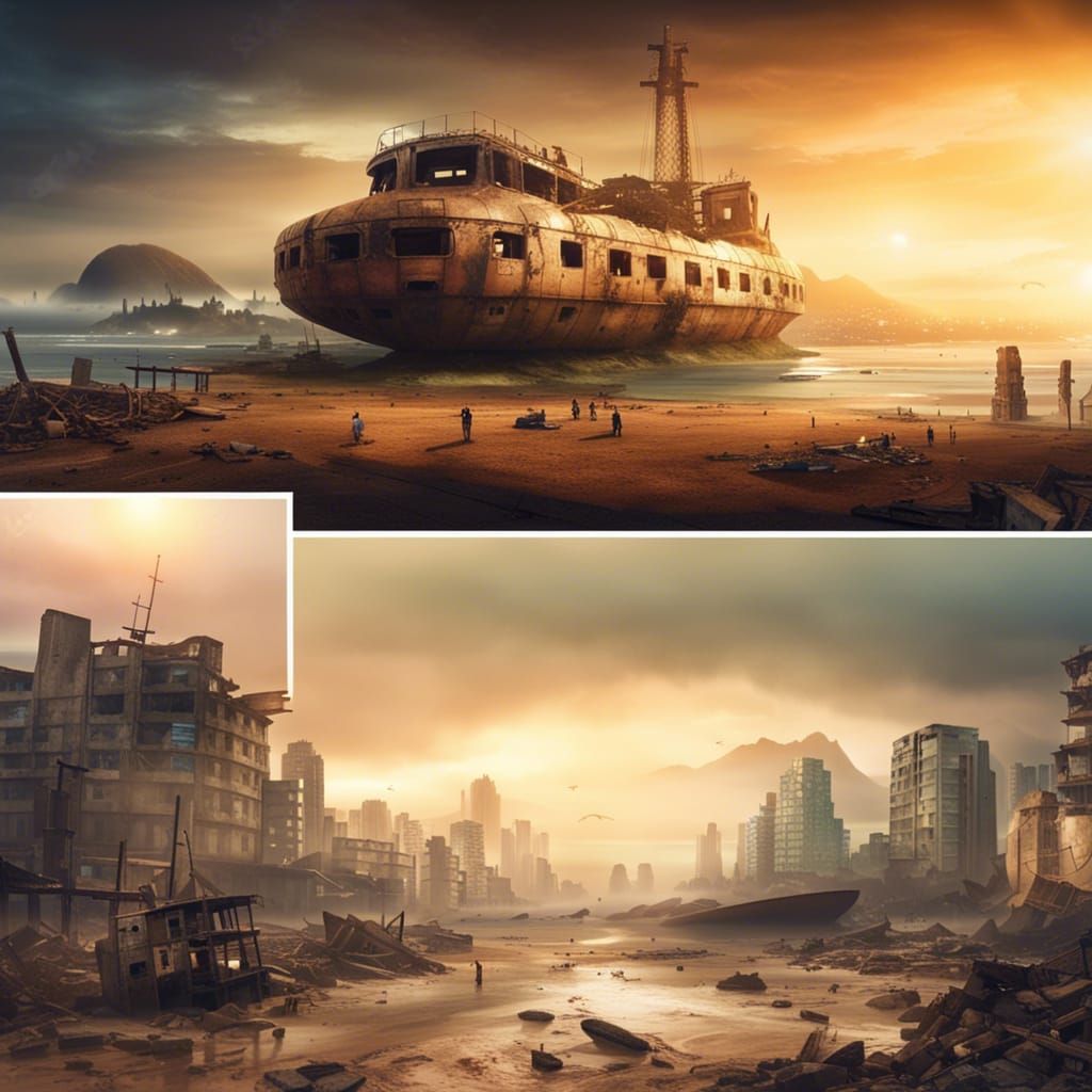 Post-Apocalyptic Rio Landscape with Spaceships