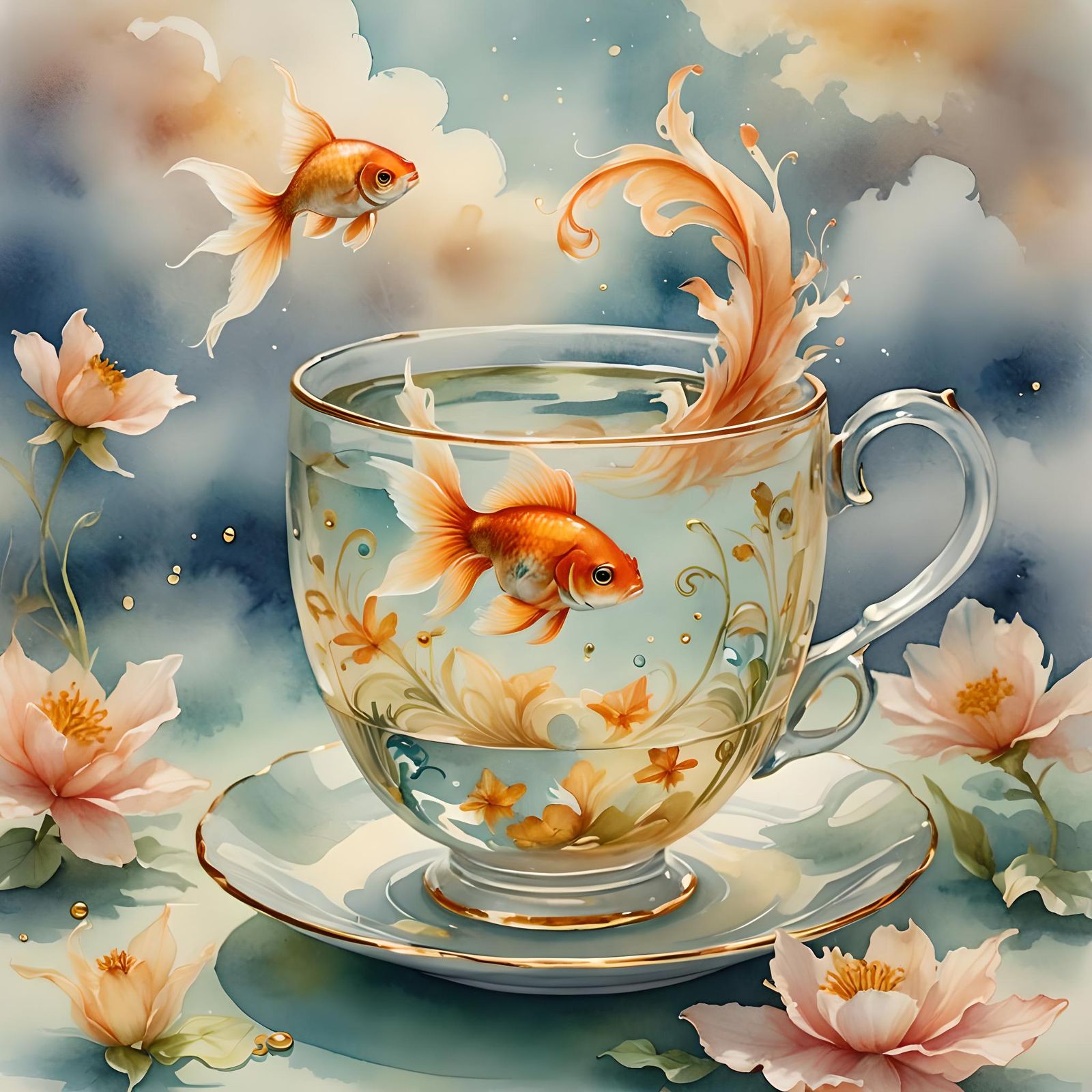 Goldfish in Teacup Bathed in Divine Light