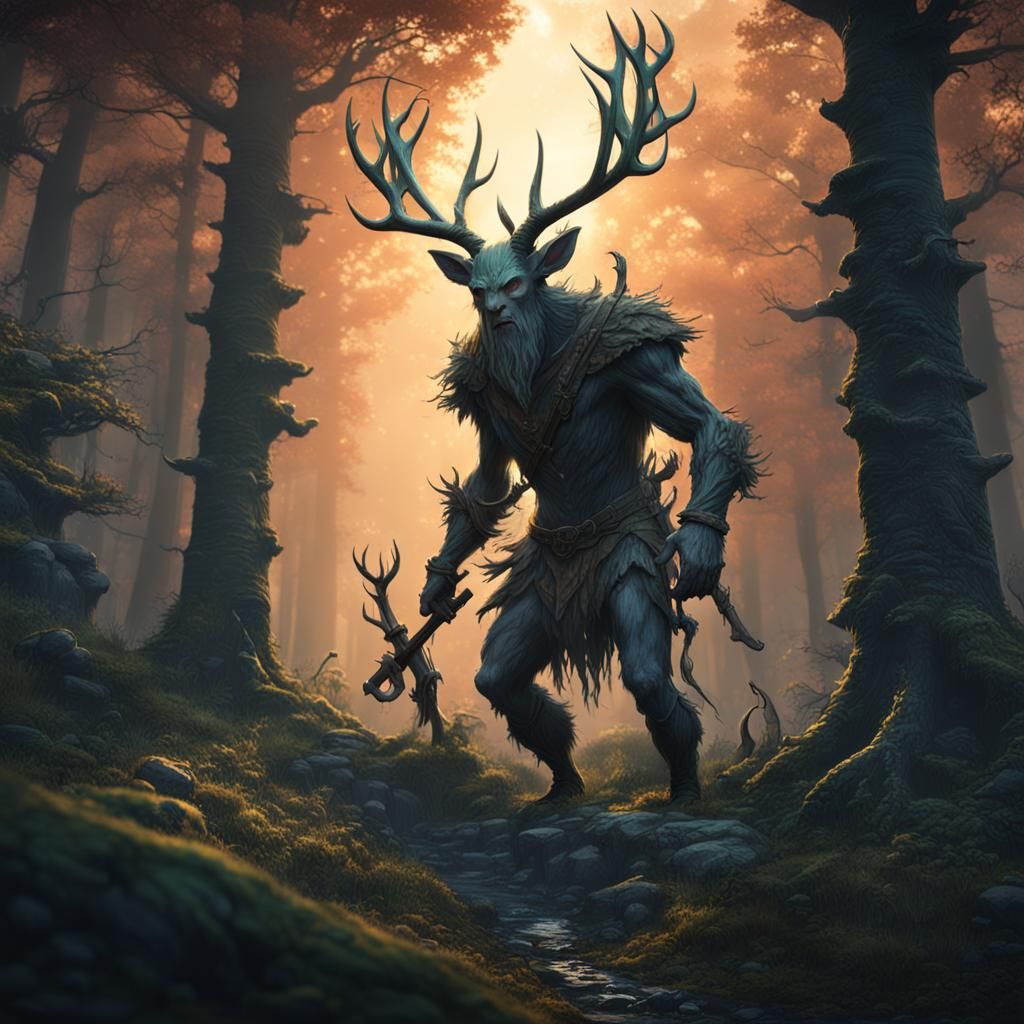Ancient Leshen Hunting People in Forest